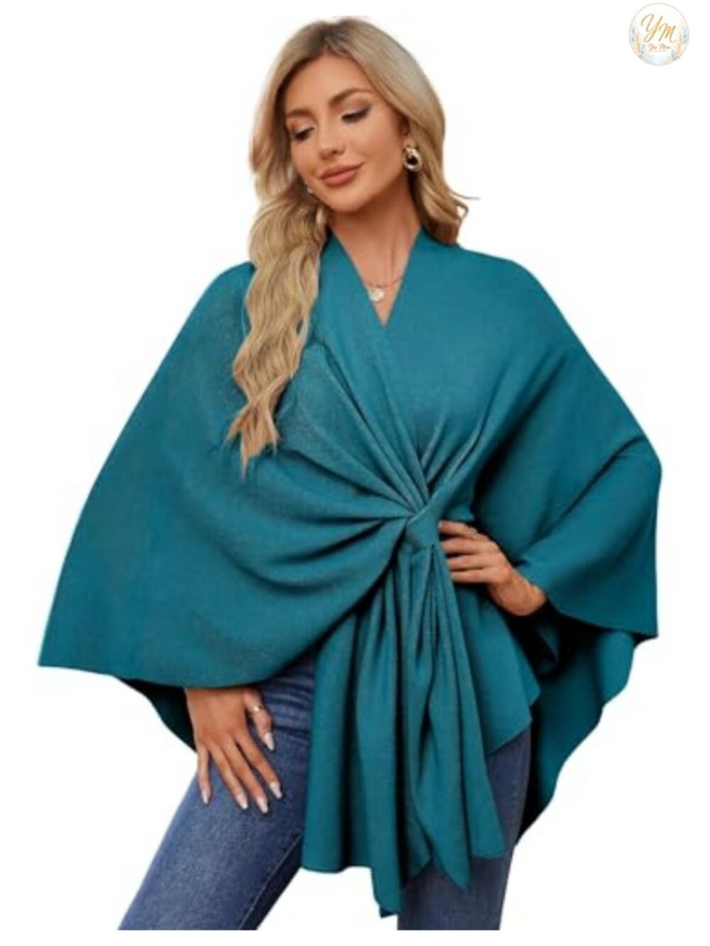 Elegant Open Front Poncho Shawl Wrap Sweater for Women - Rayon Blend